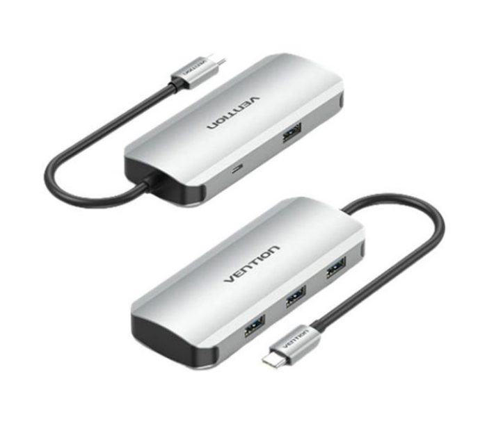 TECHXZON-VENTION-TNAHB-USB-C-To-USB-3.0x4Micro-B-Hub-0.15M-Gray